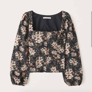 Abercrombie Long-Sleeve Poplin Squareneck Corset Top